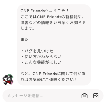 CNP Friendsの質問メッセージ2